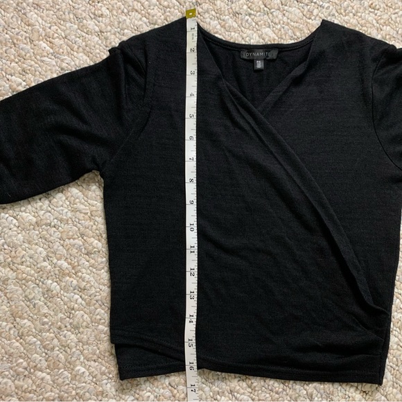Dynamite Black Wrap Long Sleeve Crop Top - Picture 8 of 9